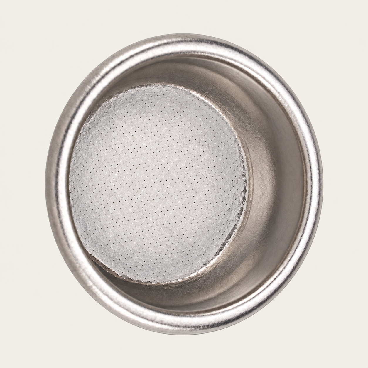 Frost Silver ice crystal titanium basket, top view.