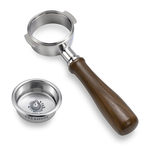 Creamore 58mm Bottomless Portafilter with 18g Convex Basket & Walnut Handle