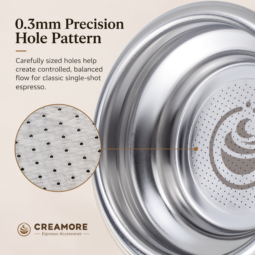 Creamore Performance Series™ 58mm Espresso Basket - 7g Basket for Balanced Classic Single Extractions