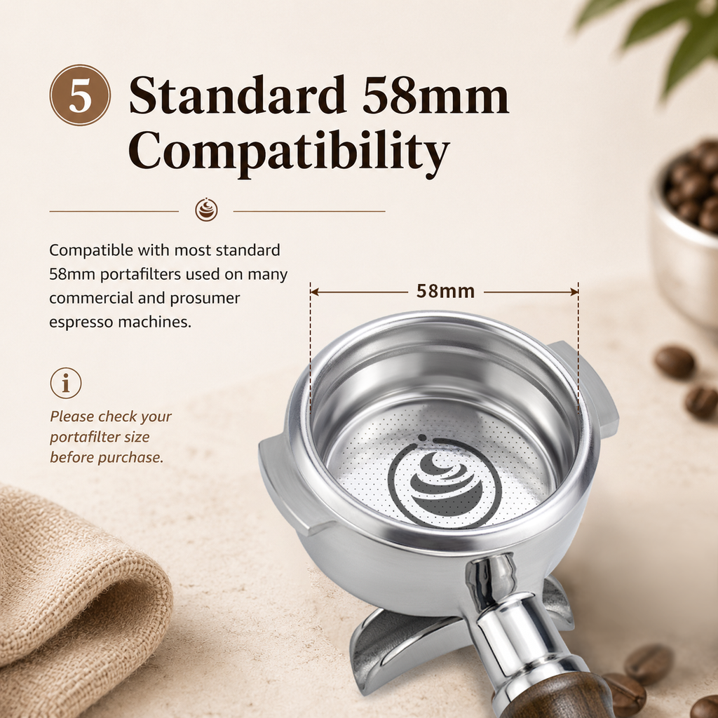 Creamore Performance Series™ 58mm Espresso Basket - 15g Basket for Balanced Classic Extractions