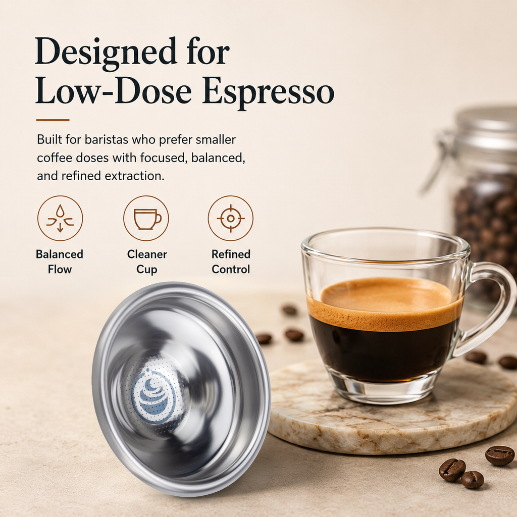 Creamore μ Series™ 58mm Espresso Basket - Ridgeless Basket for Low-Dose Espresso