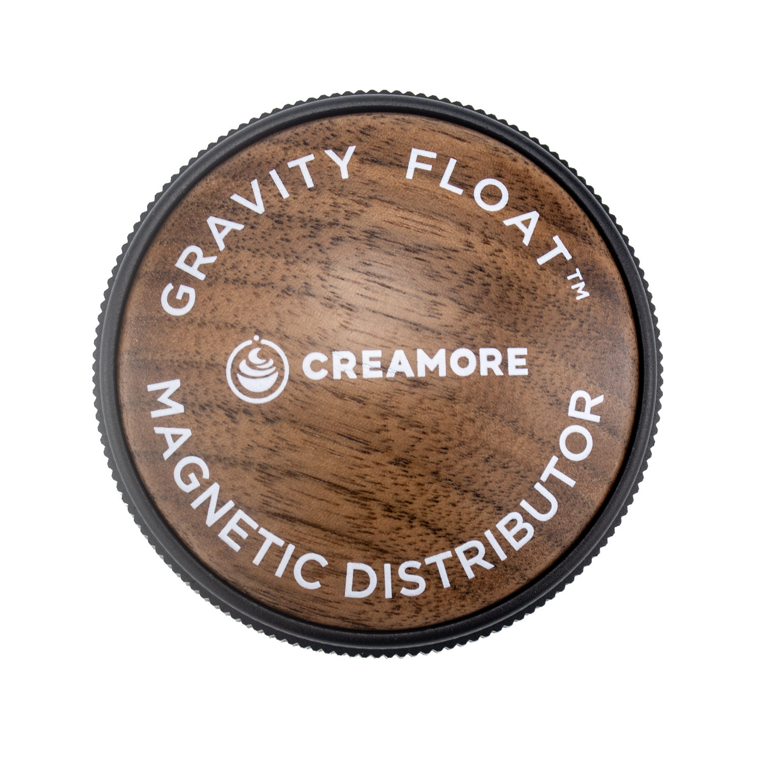 Creamore GRAVITY-FLOAT 58mm distributor in use on a 58mm portafilter