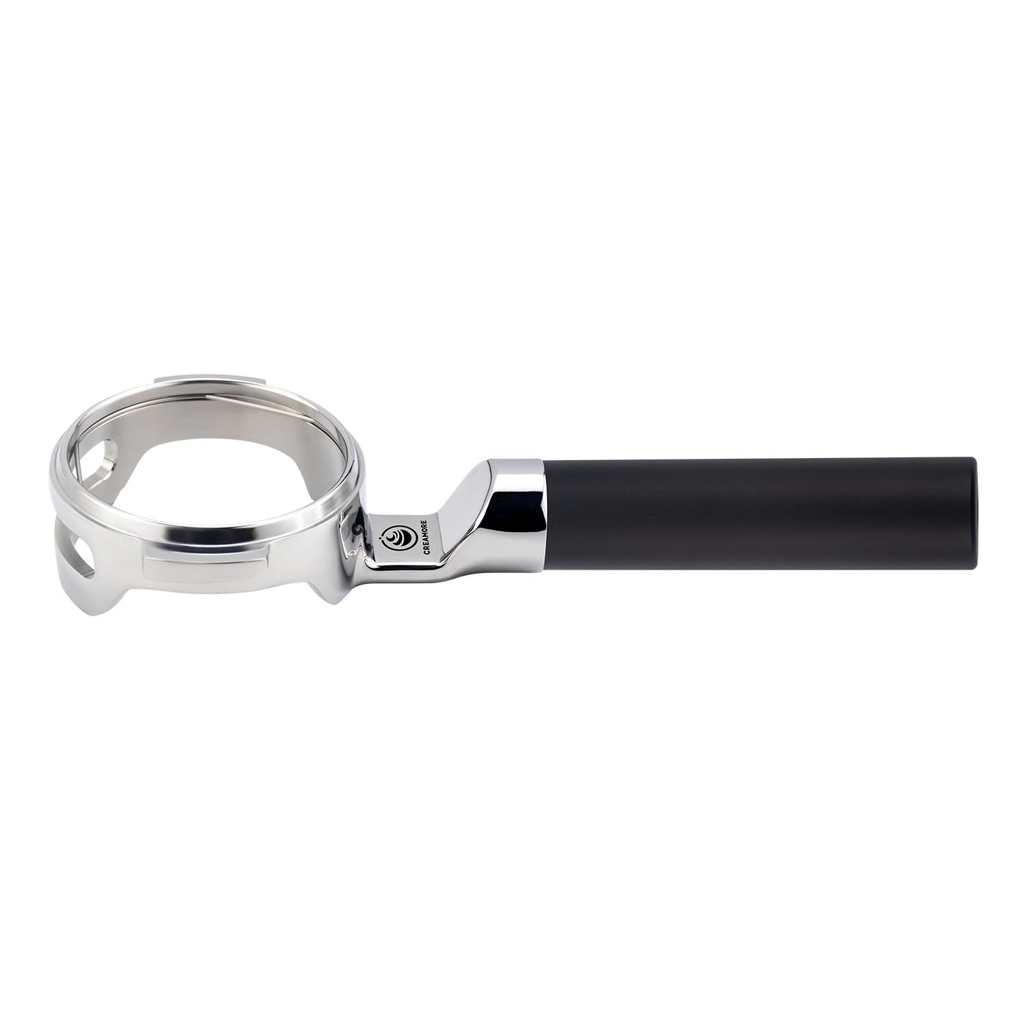 Creamore lay-flat bottomless portafilter, flat base detail