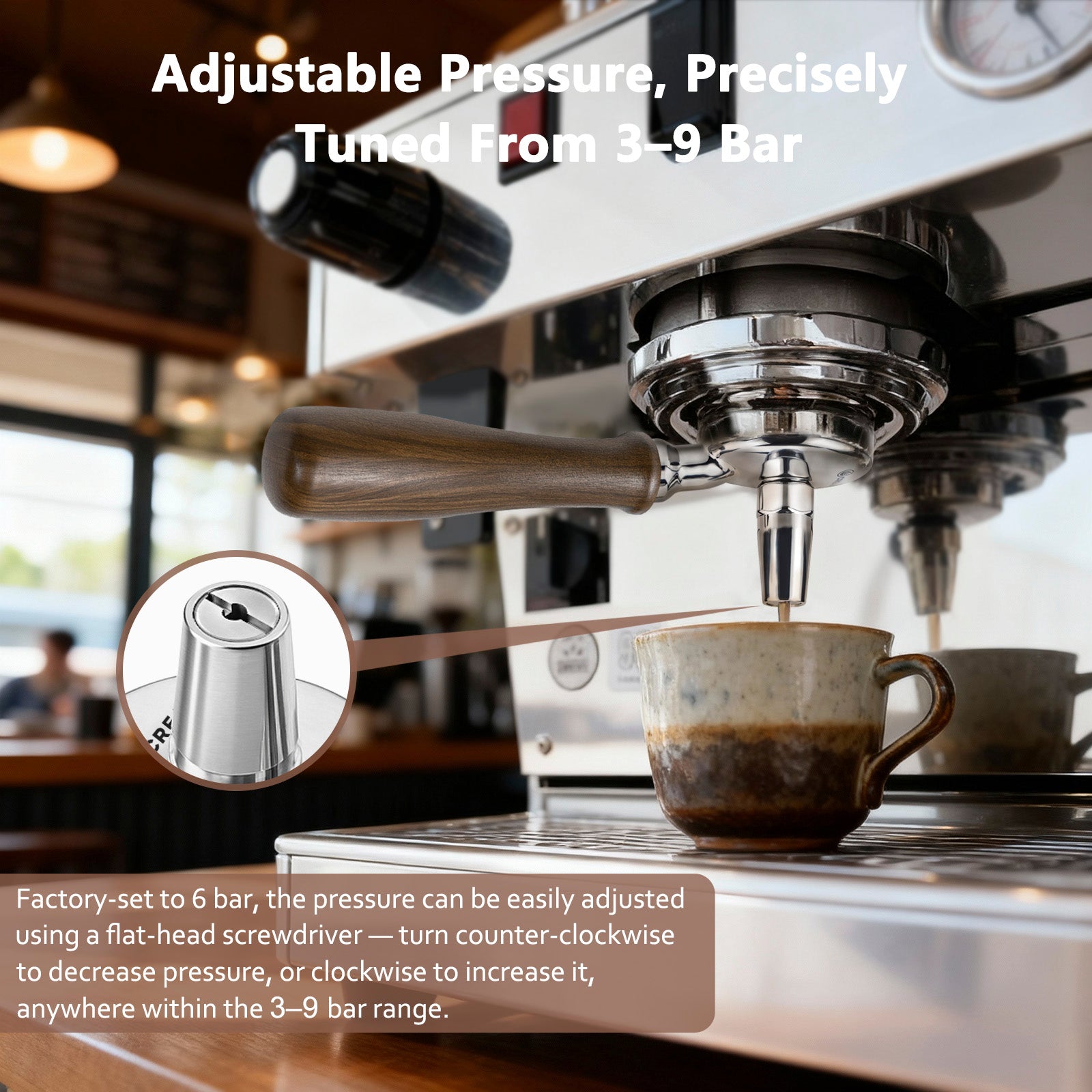 Creamore 58mm Tea Portafilter with Walnut Wood Handle for E61 & 58mm Espresso Machines