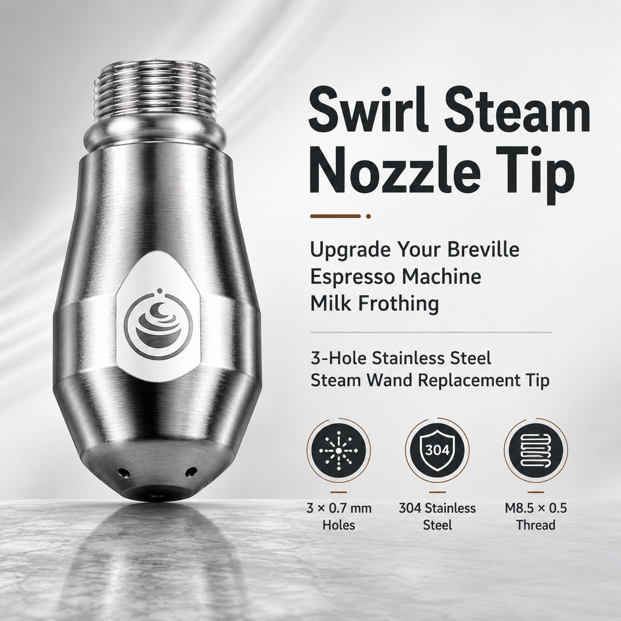 Creamore Swirl Steam Nozzle | Precision Microfoam Upgrade for Breville Espresso Machines