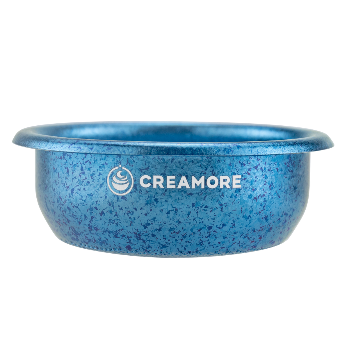 Creamore TitanFlow Ice Crystal basket in Abyss Indigo, exterior view showing the Creamore mark.