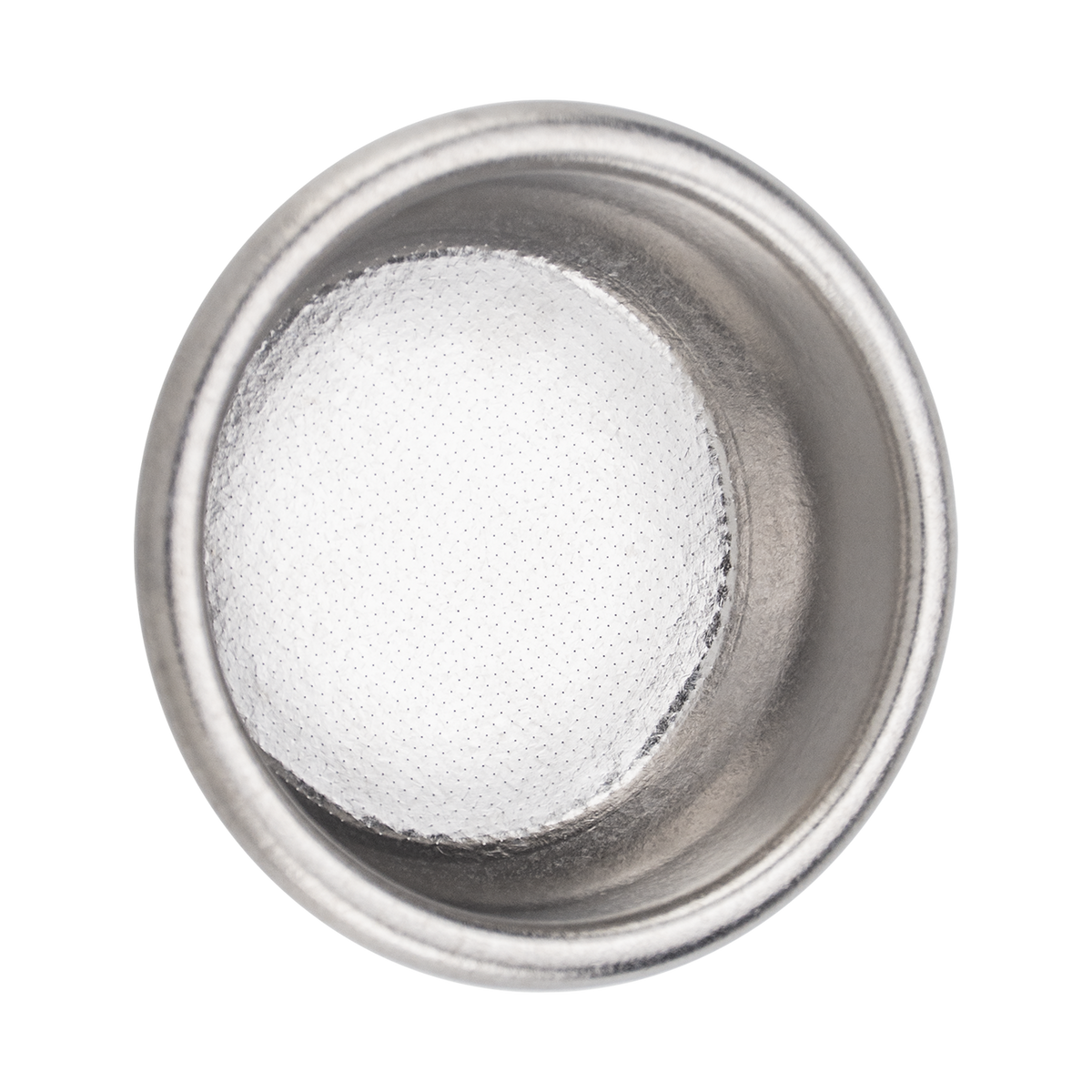 Creamore TitanFlow Ice Crystal basket in Frost Silver, top interior view.
