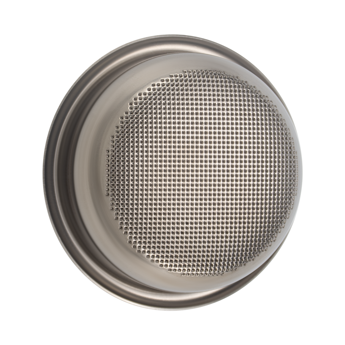 Creamore TitanFlow titanium basket, perforated underside view.