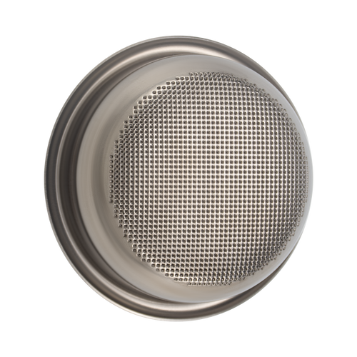 Creamore TitanFlow titanium basket, perforated underside view.